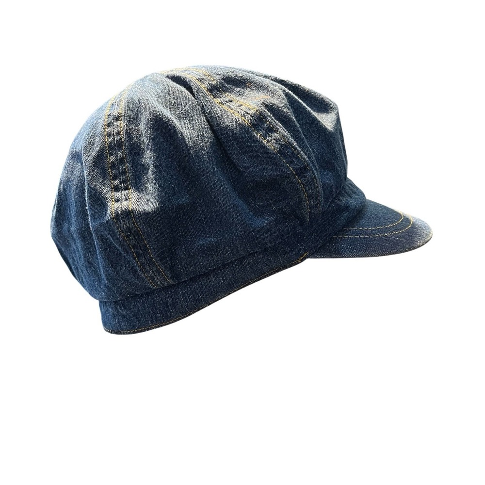 Vintage Denim Cabbie Newsboy Hat Driving Flat Cap Y2K 90s Womens OS